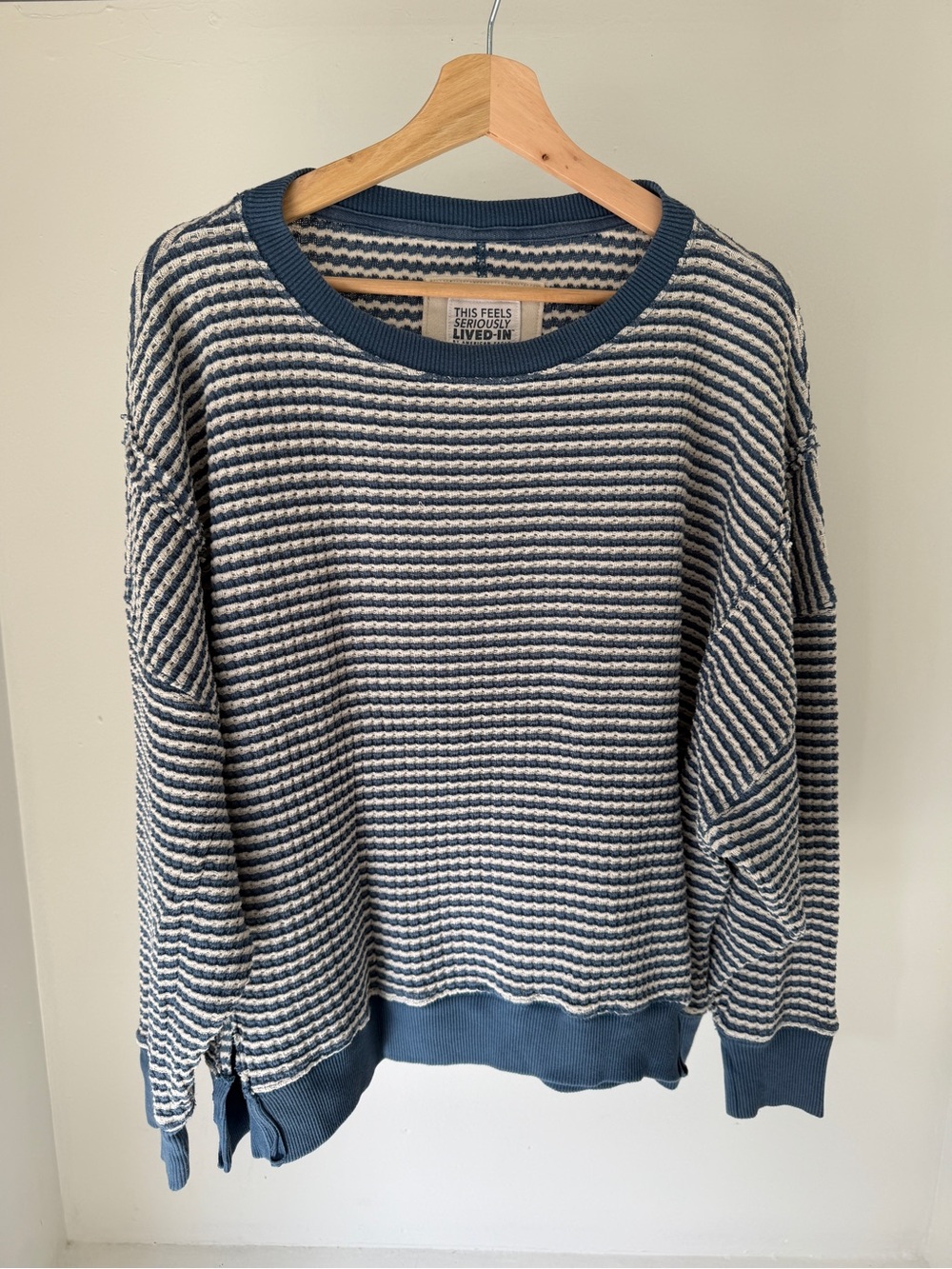 Striped Blue and Cream Women’s Pullover Sweater Small